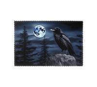 Juego de 6 manteles individuales de 30,5 x 45,7 cm, diseño de YYHHAOFA Raven in the Night, gruesos, resistentes, para comedor, cocina, hotel, hogar y decoración de banquetes