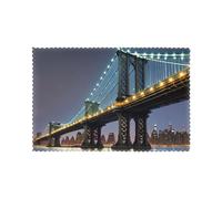 Juego de 6 manteles individuales de 30,5 x 45,7 cm, diseño del puente de Manhattan de YYHHAOFA Nueva York, gruesos, resistentes, para comedor, cocina, hotel, hogar y decoración de banquetes
