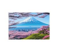 Juego de 6 manteles individuales de 30,5 x 45,7 cm YYHHAOFA Mt. Fuji en impresiones de principios de primavera, gruesos, resistentes, para comedor, cocina, hotel, hogar y decoración de banquetes