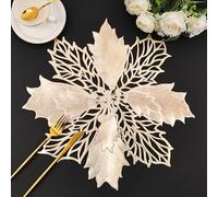 Juego de 6 manteles individuales de Navidad lavables de vinilo dorado para mesa de comedor, para invierno, vacaciones, bodas, fiestas de cumpleaños, aniversarios, cenas, decoración de cocina