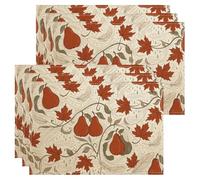 Juego de 6 manteles individuales de pera, diseño rústico de hojas de arce de temporada, color naranja otoñal, lavable, antideslizante, decoración para cocina, interior, exterior, cena, barbacoa