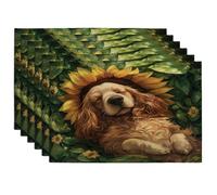 Juego de 6 manteles individuales de perro Cocker Spaniel americano de primavera, 12 x 18 pulgadas, 6 manteles individuales suaves para el hogar, comedor, jardín, vacaciones, fiesta, cocina, decoración