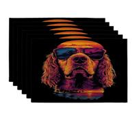 Juego de 6 manteles individuales de perro cocker spaniel americano de verano, 12 x 18 pulgadas, 6 manteles individuales suaves para comedor, patrón retro de mascotas, decoración de cocina y hogar