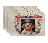 Juego de 6 manteles individuales de perro Coonhound de 250 años, 12 x 18 pulgadas, ventana americana, 6 manteles individuales de temporada para comedor en casa, 4 de julio, decoración de cocina