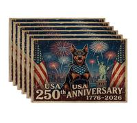 Juego de 6 manteles individuales de perro Doberman de 250 años, 12 x 18 pulgadas, 6 manteles individuales de temporada retro americano para comedor, decoración de cocina del hogar y las vacaciones del