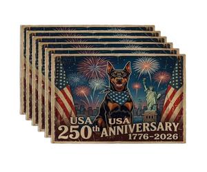 Juego de 6 manteles individuales de perro Doberman de 250 años, 12 x 18 pulgadas, 6 manteles individuales de temporada retro americano para comedor, decoración de cocina del hogar y las vacaciones del