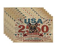Juego de 6 manteles individuales de perro malinois belga de 250 años, 12 x 18 pulgadas, 6 manteles de temporada vintage para el 4 de julio, para comedor en casa, fiesta americana, decoración de cocina