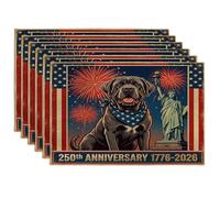 Juego de 6 manteles individuales de perro mastín neopolitano de 250 años, 12 x 18 pulgadas, 6 manteles individuales de temporada retro americano para comedor, decoración de cocina del hogar y las