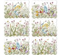 Juego de 6 manteles Individuales de plástico con diseño de Flores de Pascua, Flores Silvestres, decoración de Mesa Retro para Interiores y Exteriores, Fiestas, Cocina, Comedor