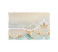 Juego de 6 manteles individuales de playa con diseño de estrella de mar para mesa de comedor, impermeables, se limpian con un paño, resistentes al calor, antideslizantes, adecuados para uso en