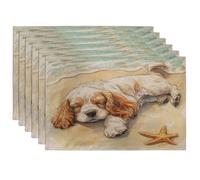 Juego de 6 manteles individuales de verano con diseño de perro cocker spaniel americano, 12 x 18 pulgadas, 6 manteles individuales para cena en casa, diversión para mascotas, vacaciones, fiesta