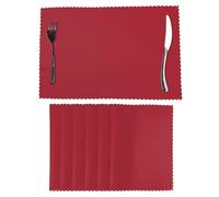 Juego de 6 manteles individuales de vinilo para mesa de comedor, resistentes al calor, para interiores y exteriores, manteles individuales lavables de 12 x 18 pulgadas, color rojo amaranto