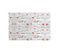 Juego de 6 manteles individuales lavables con texto en inglés "I Love You Words With Hearts" para mesa de comedor, 30,5 x 45,7 cm