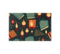 Juego de 6 manteles individuales lavables resistentes al calor, 30,5 x 45,7 cm, diseño de libro WHJDPP bajo la luz, para decoración del hogar, hotel y banquete, mesa de comedor