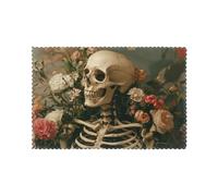 Juego de 6 manteles individuales lavables y fáciles de limpiar, aptos para uso en interiores y exteriores, diseño de The Skeleton Man Lies Among The Flowers