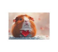 Juego de 6 manteles individuales lavables y fáciles de limpiar, aptos para uso en interiores y exteriores, para mesa de comedor, diseño de topo con corazón en la mano