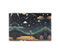 Juego de 6 manteles individuales para mesa de comedor, 30,5 x 45,7 cm, con texto en inglés "AKGFFDS Praying under the Starry Sky", para hotel, banquete familiar