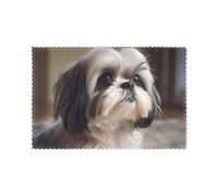Juego de 6 manteles individuales para mesa de comedor, 30,5 x 45,7 cm, imagen de perro YTUOPWE Shih Tzu para hotel, banquete familiar