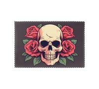 Juego de 6 manteles individuales para mesa de comedor con diseño de WHJSHOP Day of the Dead Sugar Roses Skull Picture Hotel Family Banquet