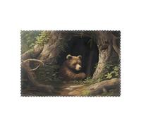 Juego de 6 manteles individuales para mesa de comedor, diseño de oso WHJDPP que vive en un agujero de árbol, hotel, banquete familiar