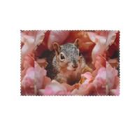Juego de 6 manteles individuales para mesa de comedor, diseño de WHJSHOP Little Squirrel in the Petals