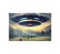 Juego de 6 manteles individuales para mesa de comedor WHJDPP UFO Landing Impresión Hotel Family Banquet
