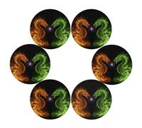 Juego de 6 manteles individuales redondos, resistentes al calor, lavables, 39 cm, antideslizantes, lavables y con diseño de dragón de fuego, para cocina, comedor, vacaciones, fiestas, decoración de