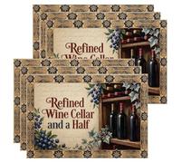 Juego de 6 manteles individuales rústicos vintage con diseño elegante de bodega para mesa de comedor, antideslizantes, lavables, para interiores y exteriores, cocina, fiesta, juego de 6