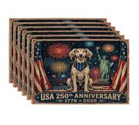 Juego de 6 manteles individuales Saluki de 250 años, 12 x 18 pulgadas, 6 manteles individuales de temporada retro americano para comedor, decoración de cocina del hogar y las vacaciones del 4 de julio