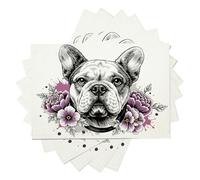 Juego de 6 Manteles IndividualesBulldog Francés, Tema De Mascota, Negro Morado, 30 x 45 cm, para Vacaciones, Banquetes, Lavables, para Banquetes, Cocina, Fiestas, Decoración