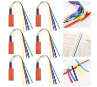 Juego de 6 marcapáginas de piel sintética con cintas coloridas para libros, oficina, lectura, papelería, novela