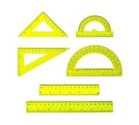 Juego de 6 medidas matemáticas con transportadores de 15,5 cm y 10 cm, 45 triángulos de 60 grados y 6 reglas de 12 pulgadas (amarillo)