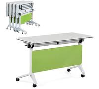 Juego de 6 mesas de conferencias, salas de entrenamiento de conferencias, mesa de entrenamiento móvil plegable, mesa de reunión moderna con ruedas