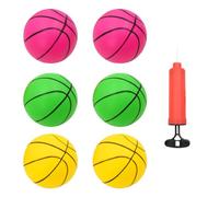 Juego de 6 Mini Pelotas de Baloncesto de PVC Duradero, diámetro de 15 cm, para niños, con Bomba para Interior y Exterior, Juegos en la Piscina o Fiestas