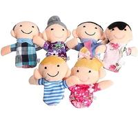 Juego de 6 minimarionetas de dedo de terciopelo de tela, 6 personas, miembros de la familia, marionetas de dedo, juego de porps, tiempo de historia, regalos de fiesta para regalos de cumpleaños