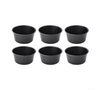 Juego de 6 moldes antiadherentes de acero al carbono para magdalenas, cupcakes, tartas, 100 ml/200 ml, para freidora de aire y horno pequeño (taza corta de 100 ml)