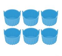 Juego de 6 moldes de silicona para hornear magdalenas con freidora de aire, huevos resistentes al calor, utensilios para hornear seguros para horno, cupcakes no compatibles (azul)