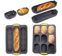 Juego de 6 Moldes Magdalenas Horno, 9 Rejillas Mini Bandeja para Hornear, 3 Rejillas Silicona Molde Pan, Grado Alimenticio Antiadherente, Fácil de Limpiar, para Pan Francés, Cupcake, Brownie, Pudín