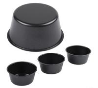 Juego de 6 moldes para magdalenas de acero al carbono, antiadherentes para cupcakes y pudines, resistentes al calor hasta 230 °C, apilables para airfryer y horno, 100 ml/200 ml (taza corta de 100 ml)