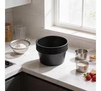 Juego de 6 moldes para magdalenas de acero al carbono, antiadherentes, resistentes al calor hasta 230 °C, apilables, para airfryer y horno, 100 ml/200 ml (taza corta de 100 ml)