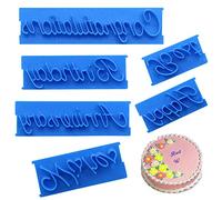 Juego de 6 moldes para tartas, diseño de letras escritas a mano, diseño de letras escritas a mano, feliz cumpleaños, mejores deseos, congratuación, aniversario, letras escritas a mano para galletas de