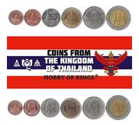 Juego de 6 Monedas de Tailandia. 25, 50, Satang, 1, 2, 5, 10 baht. 2008-2017
