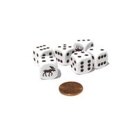 Juego de 6 Moose de 16 mm D6 Dices de animales de koplow de bordes redondos - blanco con pips marrones