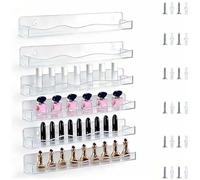 Juego de 6 organizadores de esmalte de uñas acrílico ondulado transparente montado en la pared para colección de laca de uñas y organización de suministros de belleza (paquete de 6, transparente)