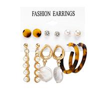 Juego de 6 pares de aretes de borla de acrílico para mujeres y niñas, aretes colgantes de gota para cumpleaños, aretes de cadena larga, talla única, Aleación acrílica, Sin piedra preciosa