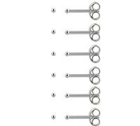 Juego de 6 pares de aretes de tuerca chapados en oro de 14 quilates con perlas de circonita cúbica pequeña para mujeres y hombres, acero quirúrgico de 20 g, hipoalergénicos, para orejas sensibles