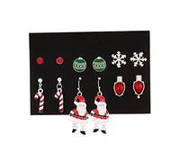 Juego de 6 pares de delicados aretes de Navidad con diseño de copo de nieve, con forma de muleta de copo de nieve