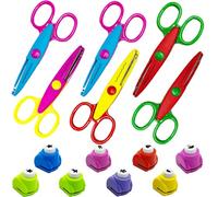 Juego de 6 pares de tijeras de bricolaje para niños, 8 piezas, perforadoras de papel con diferentes patrones de corte, tijeras de colores para niños, para sellos y manualidades creativas, decoración