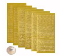 Juego de 6 pegatinas de letras, letras de hojas, números, letras grandes y minúsculas, pequeñas letras de plástico para bautizo, comunión, boda, álbum de fotos, álbum de recortes (dorado)