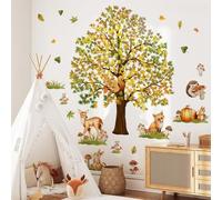 Juego de 6 pegatinas de pared para animales del bosque, diseño de naturaleza nórdica, calcomanías de PVC para sala de estar, dormitorio, comedor e interiores de pequeñas empresas